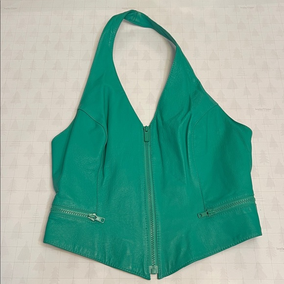 VINTAGE WILSONS LEATHER HALTER TOP CORSET TURQUOISE SIZE LARGE - Picture 11 of 16